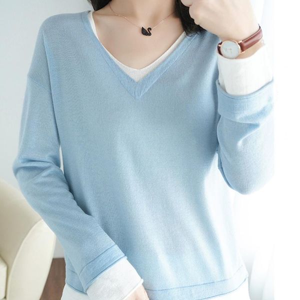 shintimes thin pullovers sweater knitted women korean style long sleeve fake two v-neck sweaters female spring autumn pull femme women', White;black
shintimes thin pullovers sweater knitted women korean style long sleeve fake two v-neck sweaters female spring autumn pull femme women', White;black