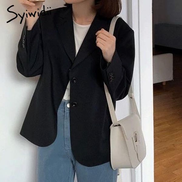 women's suits & blazers syiwidii suit women 2021 fall winter jackets office lady long sleeve coats button up notched outwear korean clo, White;black
women's suits & blazers syiwidii suit women 2021 fall winter jackets office lady long sleeve coats button up notched outwear korean clo, White;black