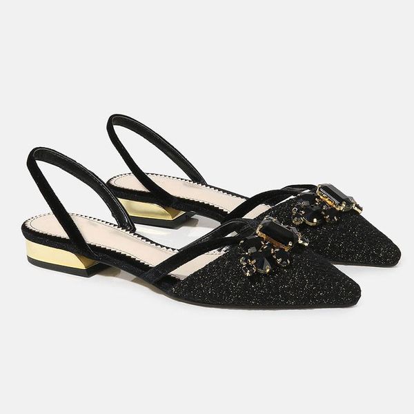 women's shoes beach leather pointed toe slingback sandals female back strap flat low heel, Black
women's shoes beach leather pointed toe slingback sandals female back strap flat low heel, Black