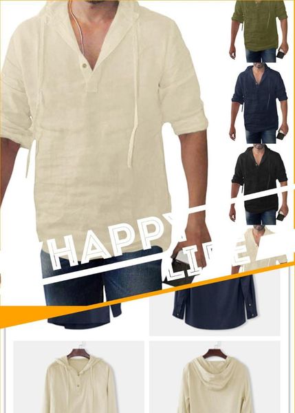chinese style hoodie solid color fashion casual linen shirt spring and summer men's shirts, White;black 
chinese style hoodie solid color fashion casual linen shirt spring and summer men's shirts, White;black