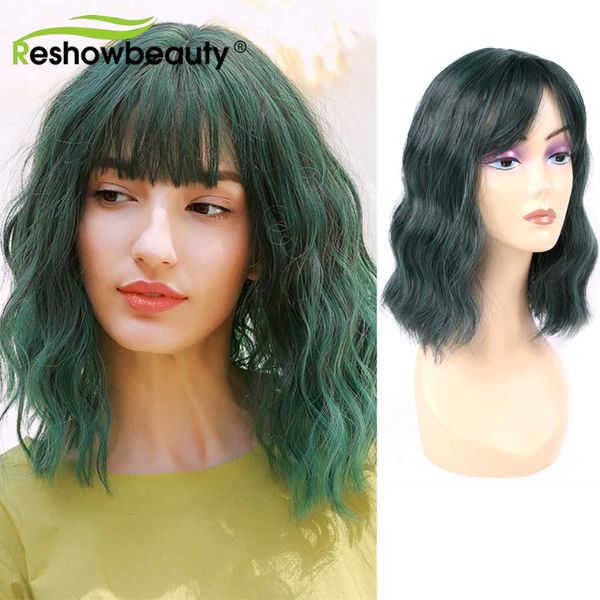 synthetic wigs short wavy hair bob ombre colored natural wave wig with bangs for women daily use machine made, Black
synthetic wigs short wavy hair bob ombre colored natural wave wig with bangs for women daily use machine made, Black