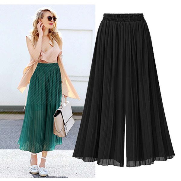 casual pleated summer dresses skirt women's large chiffon nine point wide leg pants, Black;gray
casual pleated summer dresses skirt women's large chiffon nine point wide leg pants, Black;gray