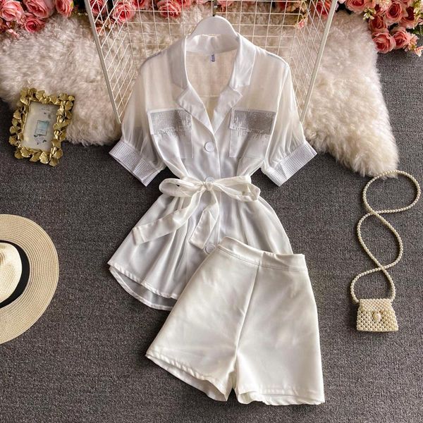 women's tracksuits fashion set 2021 summer style reduced age tulle dress + high waist casual short blouse pants two piece suit, Gray
women's tracksuits fashion set 2021 summer style reduced age tulle dress + high waist casual short blouse pants two piece suit, Gray