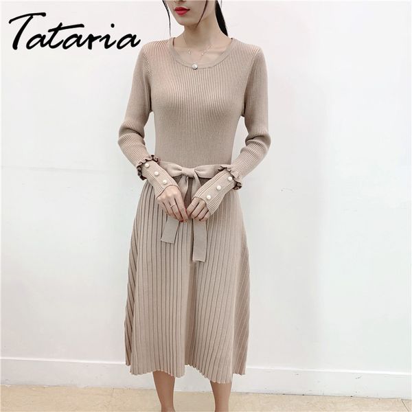 tataria women's autumn winter knitted dress for women long sleeve mid length es sweater bow elegant 210514, Black;gray
tataria women's autumn winter knitted dress for women long sleeve mid length es sweater bow elegant 210514, Black;gray