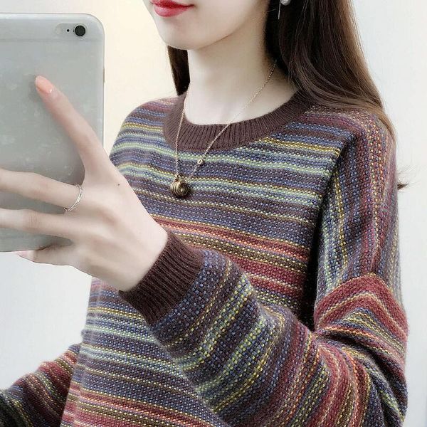 women's sweaters female striped sweater loose outside in spring 2021 sets a western style lazy knitting render unlined upper garment, White;black
women's sweaters female striped sweater loose outside in spring 2021 sets a western style lazy knitting render unlined upper garment, White;black