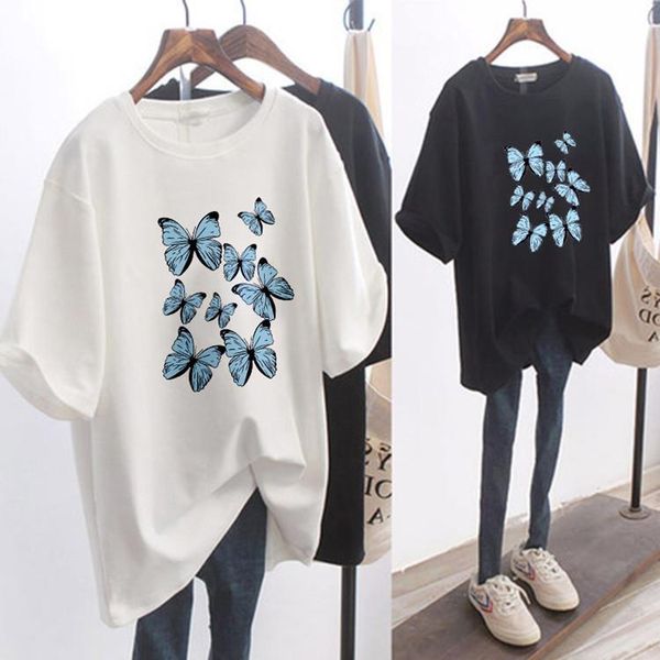 summer hong kong style black butterfly printed cotton loose all-match short sleeve t-shirt women women's, White
summer hong kong style black butterfly printed cotton loose all-match short sleeve t-shirt women women's, White