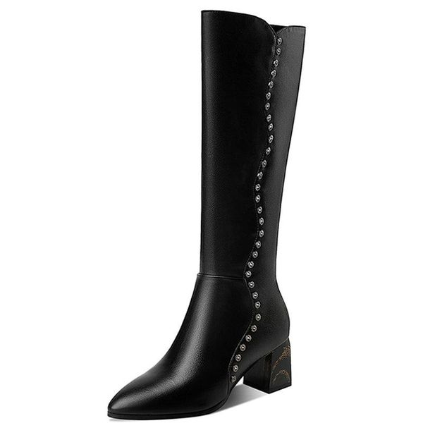 boots fashion genuine leather women's knee high side zipper winter shoes woman heels working casual, Black
boots fashion genuine leather women's knee high side zipper winter shoes woman heels working casual, Black