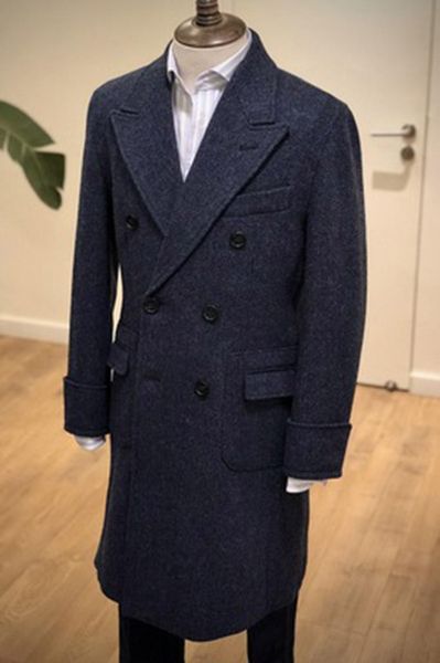 men's wool & blends british double-breasted mid-length trench coat woolen lapel herringbone tweed, Black
men's wool & blends british double-breasted mid-length trench coat woolen lapel herringbone tweed, Black