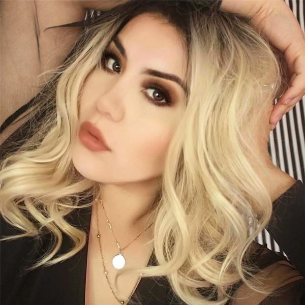 ombre bob wig blonde dark root middle part short bob wig wavy glueless heat resistant hair synthetic wigs for women daily, Black
ombre bob wig blonde dark root middle part short bob wig wavy glueless heat resistant hair synthetic wigs for women daily, Black
