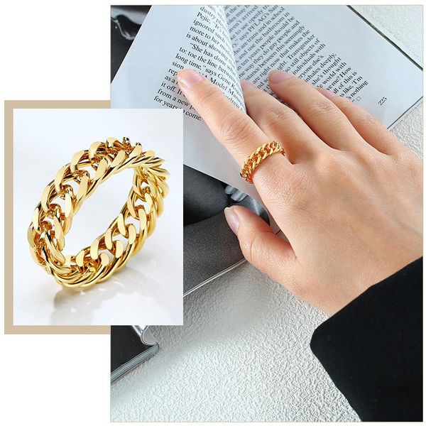 gold tone chain rings for women,6/7/14mm stainless steel curb wedding band, chic minimalist finger ring jewelry cluster, Golden;silver
gold tone chain rings for women,6/7/14mm stainless steel curb wedding band, chic minimalist finger ring jewelry cluster, Golden;silver