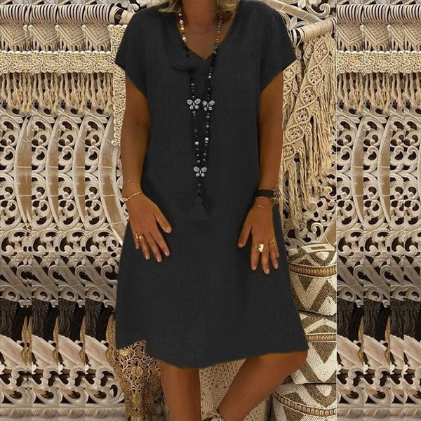 casual dresses for women 2021 fashion loose v-neck summer solid short sleeve cotton and linen dress y2k robe été ropa mujer, Black;gray
casual dresses for women 2021 fashion loose v-neck summer solid short sleeve cotton and linen dress y2k robe été ropa mujer, Black;gray