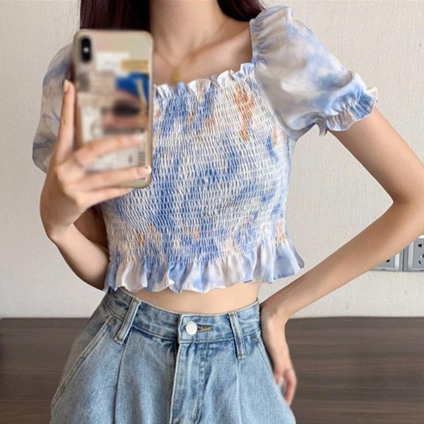 women's blouses & shirts jlong slim ruffle casual short sleeve floral print shirt women puff, White
women's blouses & shirts jlong slim ruffle casual short sleeve floral print shirt women puff, White