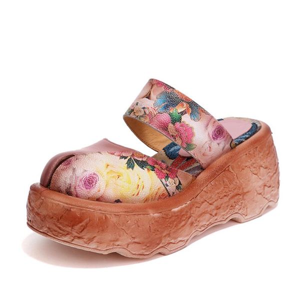 summer sandals genuine leather woman shoes thick heel ethnic printing wedges slippers platform, Black
summer sandals genuine leather woman shoes thick heel ethnic printing wedges slippers platform, Black
