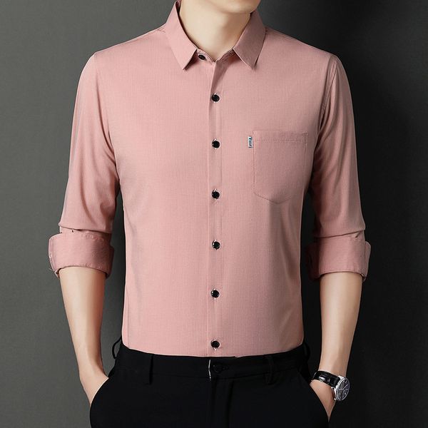 21 autumn solid color middle-aged long sleeve shirt men's korean version casual lapel pocket non iron comfortable men's shirt, Black
21 autumn solid color middle-aged long sleeve shirt men's korean version casual lapel pocket non iron comfortable men's shirt, Black