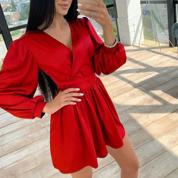 v neck a line party dress lantern sleeve high waist fashion solid color satin mini christmas 2021 spring casual dresses, Black;gray
v neck a line party dress lantern sleeve high waist fashion solid color satin mini christmas 2021 spring casual dresses, Black;gray