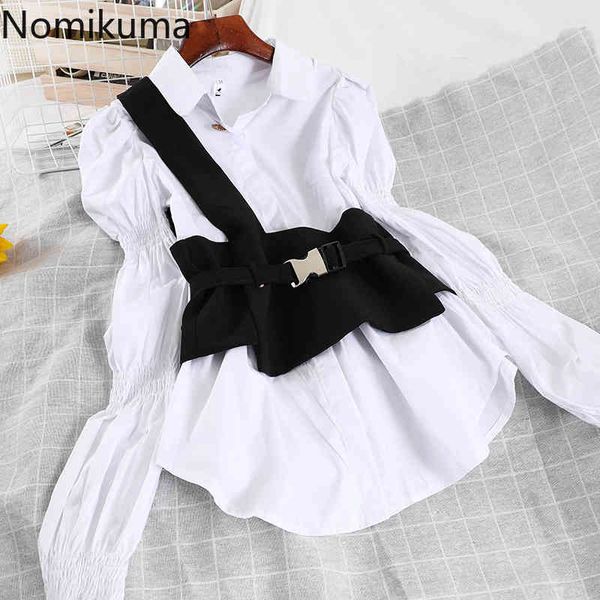 nomikuma spring two pieces women sets korean puff long sleeve blouse shirt + belt slim waist vest new elegant outfits 6e028 210427, White
nomikuma spring two pieces women sets korean puff long sleeve blouse shirt + belt slim waist vest new elegant outfits 6e028 210427, White