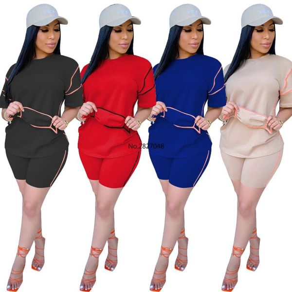 women's tracksuits 2021 summer women solid three piece sets linellae patchwork female's sportwear o-neck short sleeves biker short, Gray
women's tracksuits 2021 summer women solid three piece sets linellae patchwork female's sportwear o-neck short sleeves biker short, Gray