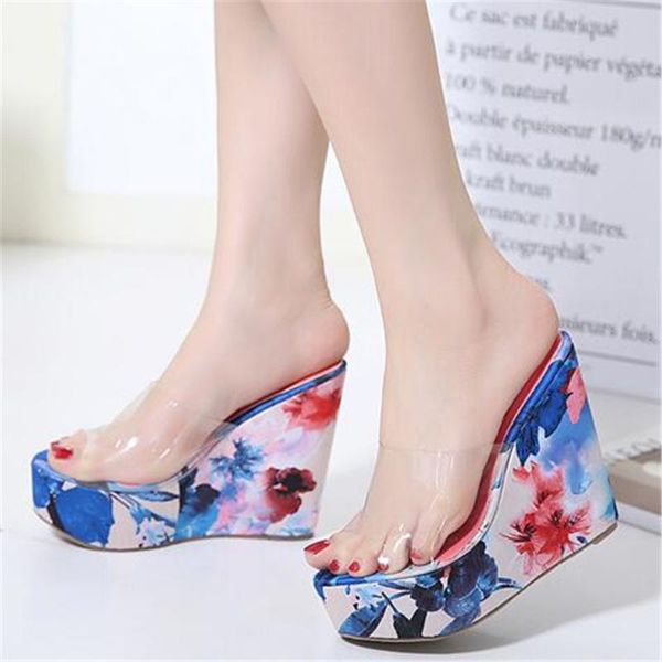 slippers summer fish mouth women fashion slope heel sandals night club transparent pu broken flower thick bottom shoes, Black
slippers summer fish mouth women fashion slope heel sandals night club transparent pu broken flower thick bottom shoes, Black