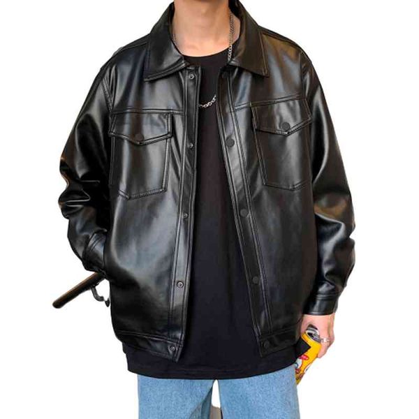 men's leather & faux spring new loose soft jacket single breasted casual biker onmr, Black
men's leather & faux spring new loose soft jacket single breasted casual biker onmr, Black