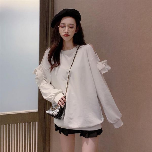 women's hoodies & sweatshirts simple korean style clothing hollow out off shoulder bow o-neck casual pullovers long sleeve, Black
women's hoodies & sweatshirts simple korean style clothing hollow out off shoulder bow o-neck casual pullovers long sleeve, Black