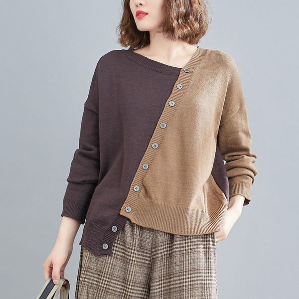 women loose casual sweaters new autumn korean simple style patchwork color female long sleeve knitted pullovers s2690 210412, White;black
women loose casual sweaters new autumn korean simple style patchwork color female long sleeve knitted pullovers s2690 210412, White;black