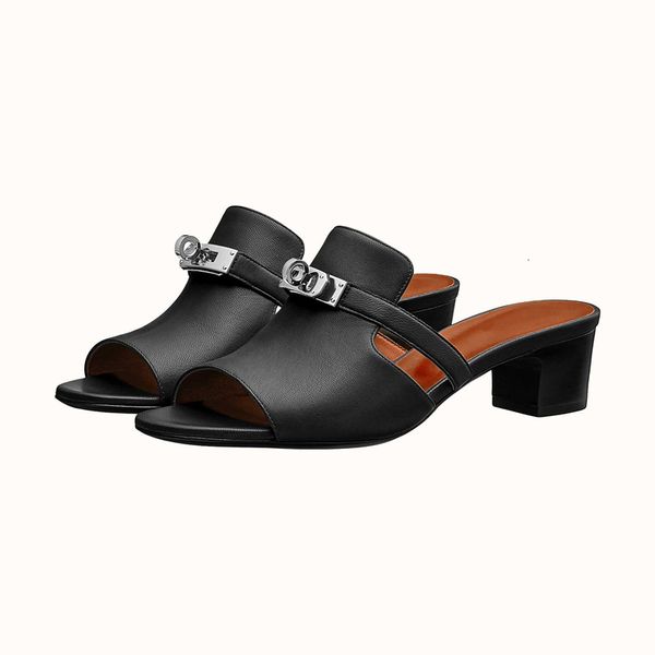 slippers lock decor mid heels genuine leather fashion casual for women ladies high metal decoration summer shoes sandals size 35-4, Black
slippers lock decor mid heels genuine leather fashion casual for women ladies high metal decoration summer shoes sandals size 35-4, Black