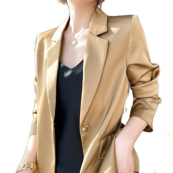 women's suits & blazers suit satin jacket 2021 spring autumn korean style temperament jackets ladies f1005, White;black
women's suits & blazers suit satin jacket 2021 spring autumn korean style temperament jackets ladies f1005, White;black