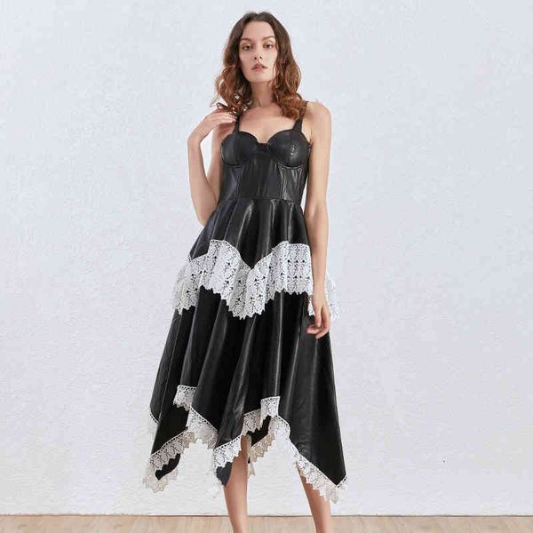 pu patchwork lace hit color women dress v neck spaghetti strap high waist irregular hem dresses for female clothes new, Black;gray
pu patchwork lace hit color women dress v neck spaghetti strap high waist irregular hem dresses for female clothes new, Black;gray
