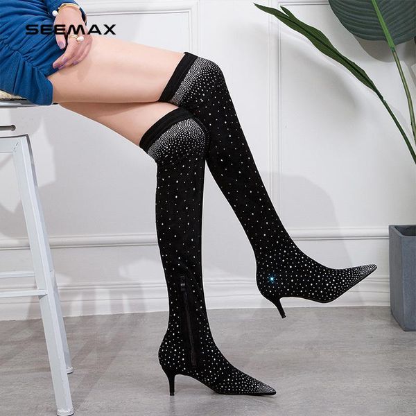 boots european and american simple winter stiletto high-heeled suede pointed thin velvet over the knee, Black
boots european and american simple winter stiletto high-heeled suede pointed thin velvet over the knee, Black