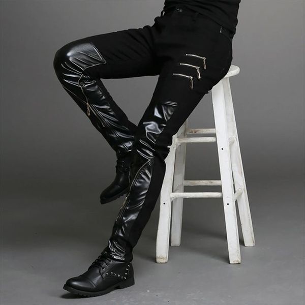 fashion tight fitting slim black women pant leather zipper hip hop skinny male trousers nightclub bar costumes 27 36
fashion tight fitting slim black women pant leather zipper hip hop skinny male trousers nightclub bar costumes 27 36