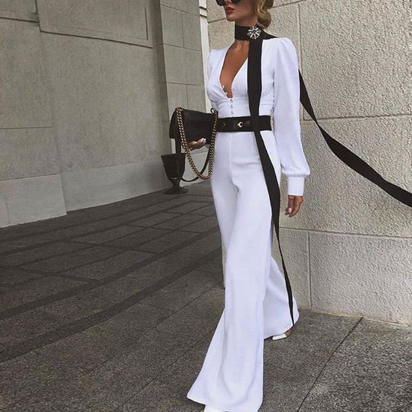 women's jumpsuits & rompers women deep v neck long sleeve solid high waist jumpsuit fashion wide leg playsuit macacao social, Black;white
women's jumpsuits & rompers women deep v neck long sleeve solid high waist jumpsuit fashion wide leg playsuit macacao social, Black;white