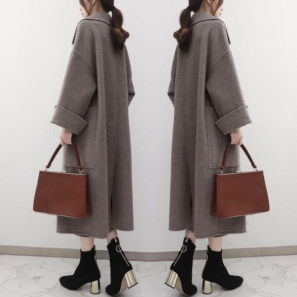 women's wool & blends 2021 autumn winter ladies elegant long woolen coat women korean solid jacket female fashion sleeve loose overcoat, Black
women's wool & blends 2021 autumn winter ladies elegant long woolen coat women korean solid jacket female fashion sleeve loose overcoat, Black