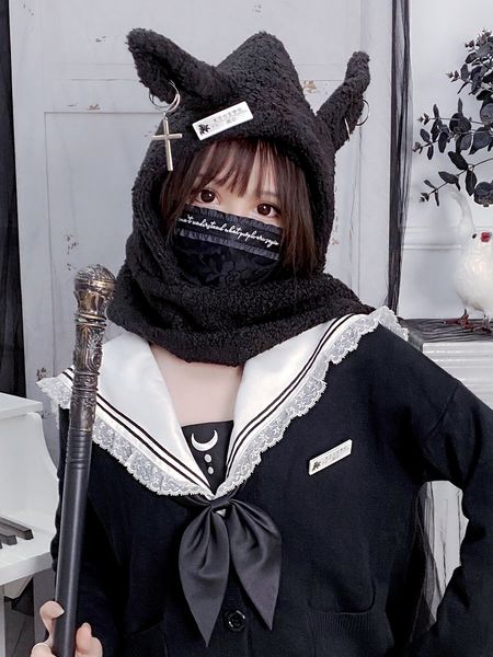 japanese harajuku girls long rabbit ear hat gothic black cross chain lambswool winter warm hooded scarf caps streetwearg, Blue;gray
japanese harajuku girls long rabbit ear hat gothic black cross chain lambswool winter warm hooded scarf caps streetwearg, Blue;gray