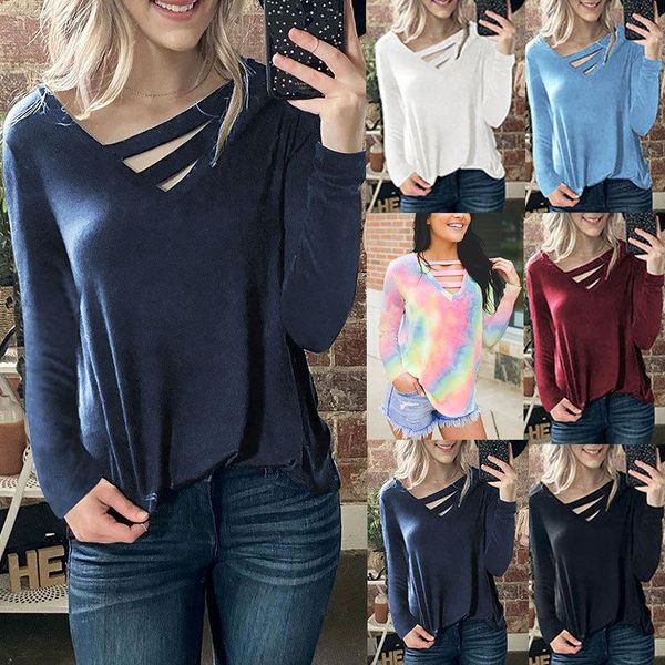 women's t-shirt autumn and winter women solid color long sleeve v neck 2 stripe t shirt, White
women's t-shirt autumn and winter women solid color long sleeve v neck 2 stripe t shirt, White