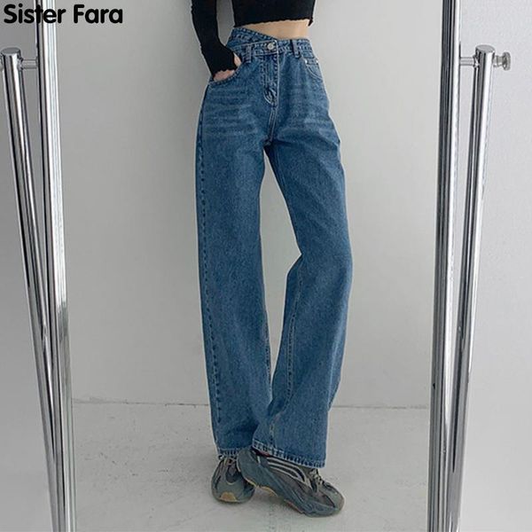 women's jeans sister fara plus size autumn office lady full length denim high waist woman's spring straight wide leg pants, Blue
women's jeans sister fara plus size autumn office lady full length denim high waist woman's spring straight wide leg pants, Blue