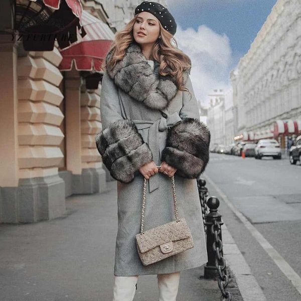 women's fur & faux 2021 fashion wool blend long large coat jacket with natural collar genuine leather women coats luxury winter, Black
women's fur & faux 2021 fashion wool blend long large coat jacket with natural collar genuine leather women coats luxury winter, Black