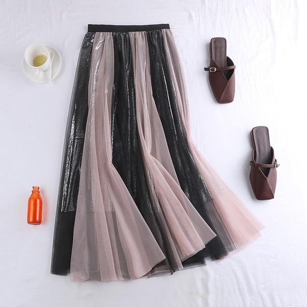 skirts collection women skirt bright silk yarn splice mesh long bicolor ladies mid-calf swing pleated, Black
skirts collection women skirt bright silk yarn splice mesh long bicolor ladies mid-calf swing pleated, Black