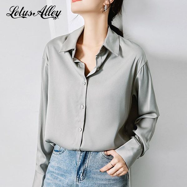 women's blouses & shirts lotus alley luxury shirt satin spring summer cardigan designer with botton collared silk ladies clothing, White
women's blouses & shirts lotus alley luxury shirt satin spring summer cardigan designer with botton collared silk ladies clothing, White