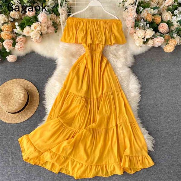 women formal dress summer slash neck ruffles solid midi party dresses elegant korean fashion chic wild vestidos 210531, Black;gray
women formal dress summer slash neck ruffles solid midi party dresses elegant korean fashion chic wild vestidos 210531, Black;gray