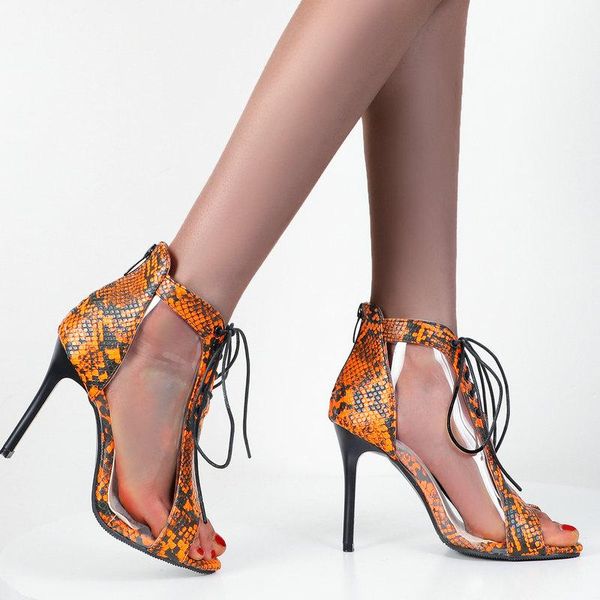 sandals women snake print thin high heel fashion zipper cross tied transparent summer peep toe dress women's shoes, Black
sandals women snake print thin high heel fashion zipper cross tied transparent summer peep toe dress women's shoes, Black