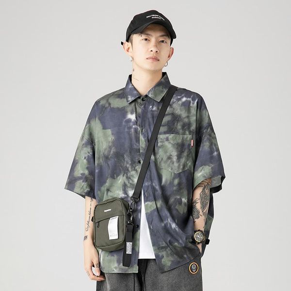 men's casual shirts korea road main series 2021 summer logo short-sleeved handsome ins tie-dye loose shirt, White;black
men's casual shirts korea road main series 2021 summer logo short-sleeved handsome ins tie-dye loose shirt, White;black