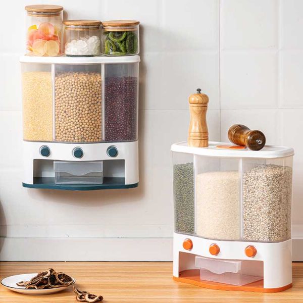 storage bottles & jars plastic rice bucket, grain tank, household metering box, airtight wall-mounted sub-grid bucket
storage bottles & jars plastic rice bucket, grain tank, household metering box, airtight wall-mounted sub-grid bucket