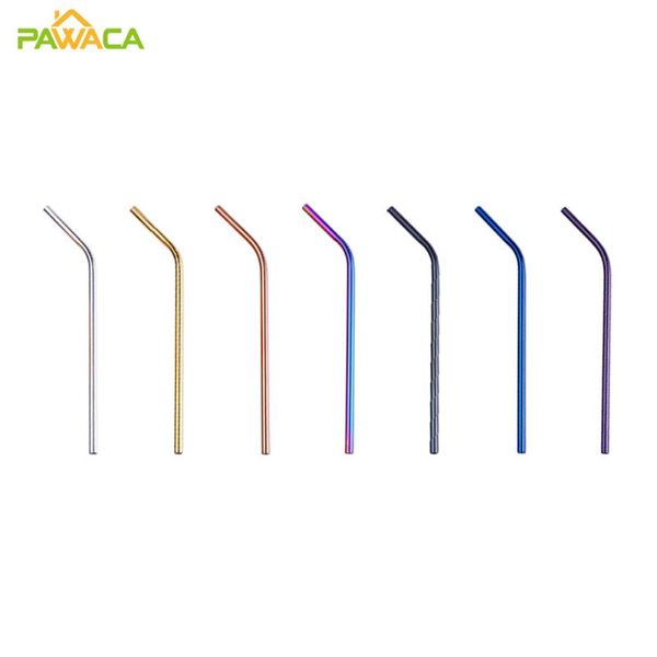 

drinking straws 7pcs/set stainless steel straw straight pipe elbow bar party accessory seven colors metal wholesale eco friendly heat-resist