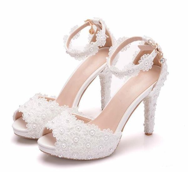 dress shoes women white sweet lace flower wedding woman fish mouth high heels thin platform buckle pumps 40 41, Black
dress shoes women white sweet lace flower wedding woman fish mouth high heels thin platform buckle pumps 40 41, Black