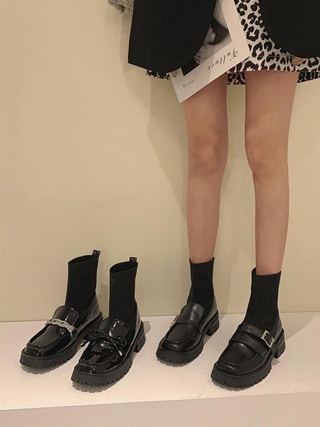 boots socks and women's 2021 autumn winter fashion casual thick heel non-slip leather shoes stitching elastic, Black
boots socks and women's 2021 autumn winter fashion casual thick heel non-slip leather shoes stitching elastic, Black