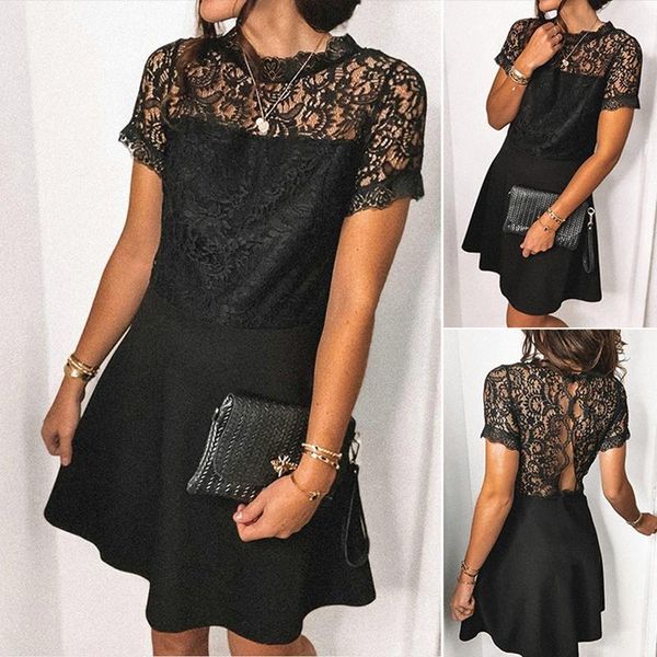 women's fashion temperament lace backless short-sleeve a-line thin dress black casual dresses, Black;gray
women's fashion temperament lace backless short-sleeve a-line thin dress black casual dresses, Black;gray