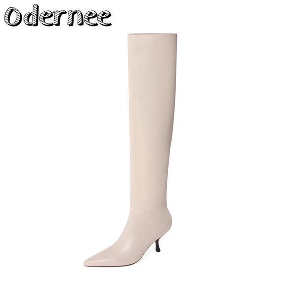 genuine leather knee high boots concise female pointed toe heels pumps party shoes woman, Black
genuine leather knee high boots concise female pointed toe heels pumps party shoes woman, Black
