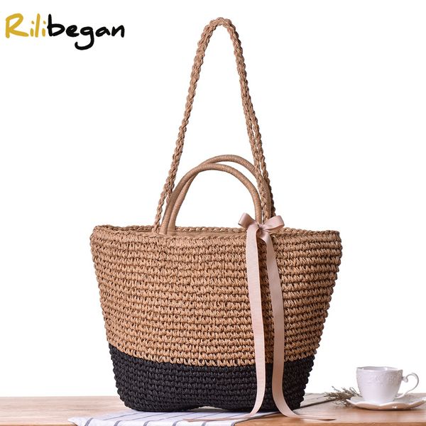 women fashion bohemian style straw casual totes beach handle shoulder bags, Black;red
women fashion bohemian style straw casual totes beach handle shoulder bags, Black;red