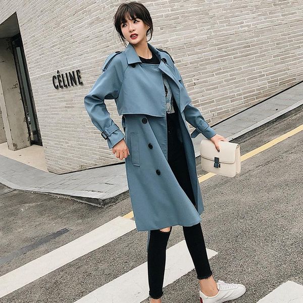 women's trench coats 2021 winter double breasted mid-long coat women casual slim belt cloak vintage windbreaker outwear, Tan;black
women's trench coats 2021 winter double breasted mid-long coat women casual slim belt cloak vintage windbreaker outwear, Tan;black