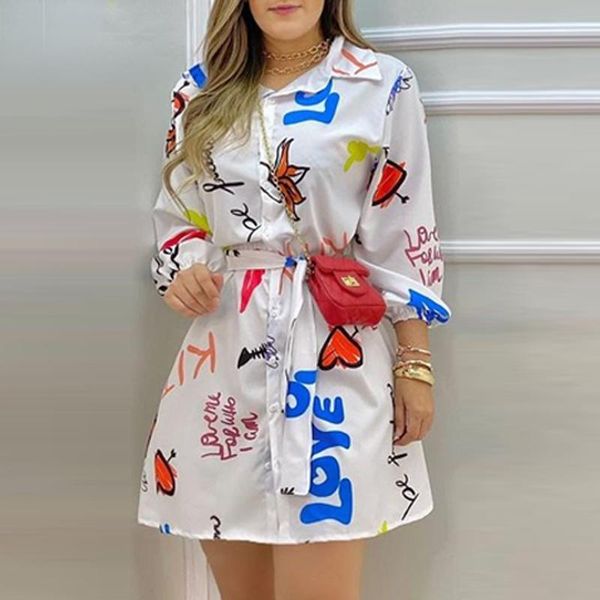 casual dresses women waistband puff sleeves all over print with letter mini dress, Black;gray
casual dresses women waistband puff sleeves all over print with letter mini dress, Black;gray
